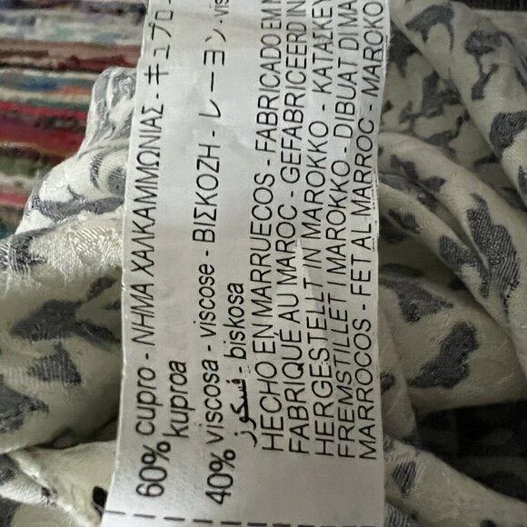 ZARA wrapped dolman balloon sleeve blouse top XSMALL IVORY black abstract print - Picture 16 of 16